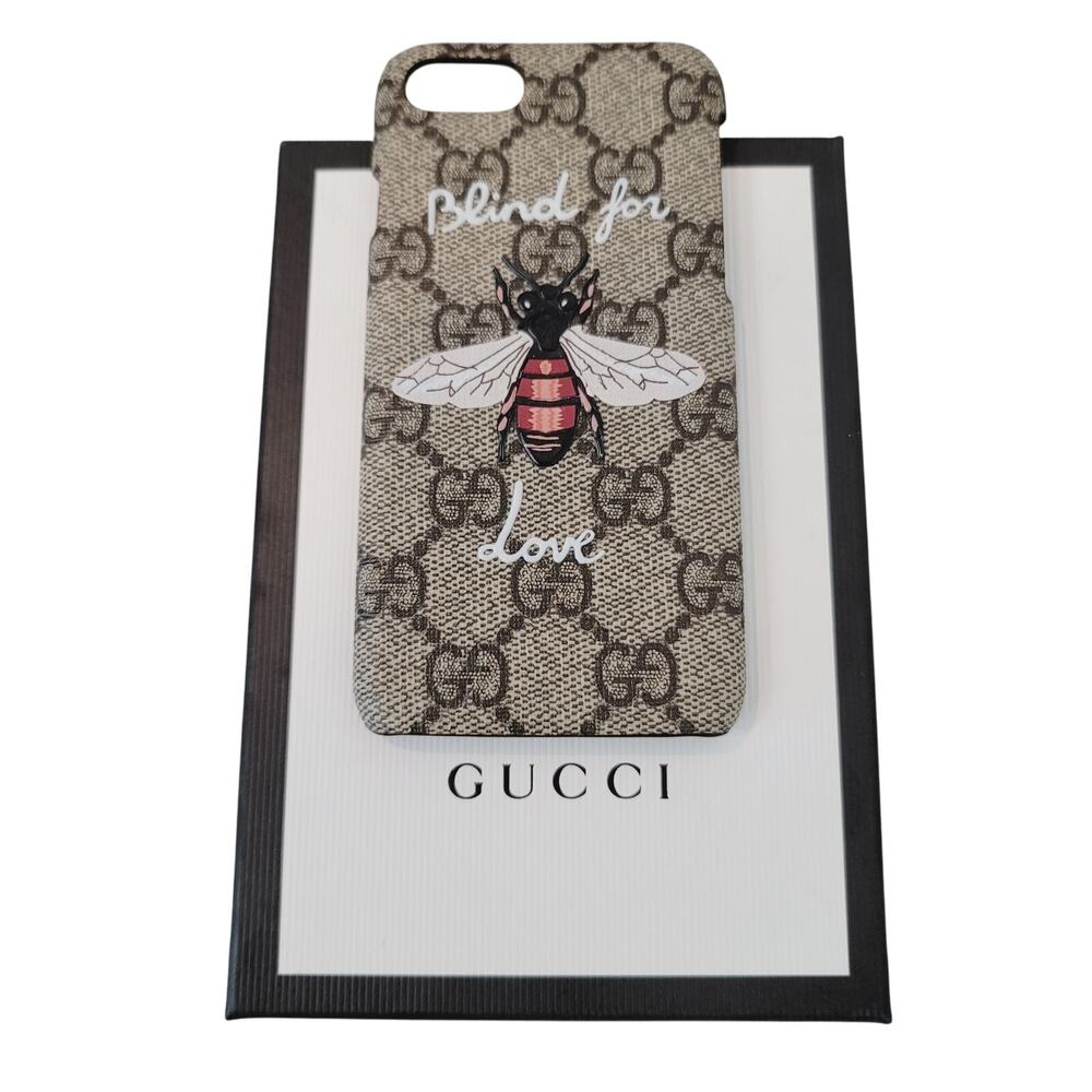 NWT Gucci GG Supreme Monogram Blind for Love Bee iPhone 7 Case